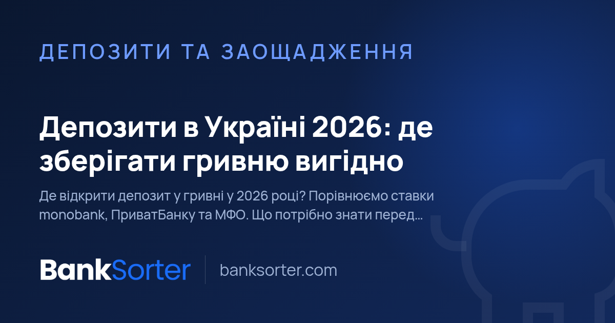 Депозити в Україні 2026: де зберігати гривню вигідно