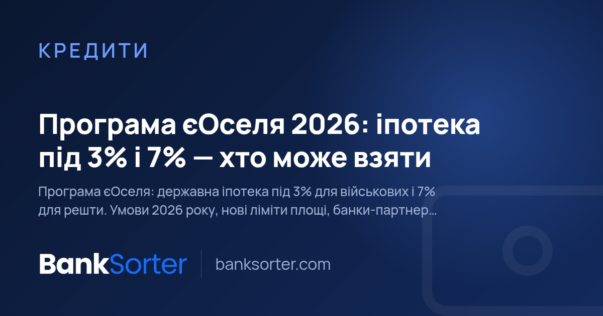 Програма єОселя 2026: іпотека під 3% і 7% — хто може взяти