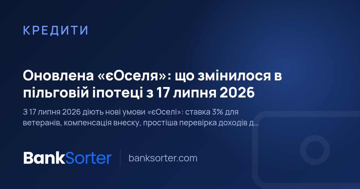 Оновлена «єОселя»: що змінилося в пільговій іпотеці з 17 липня 2026
